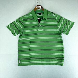 Quick Silver Mens Polo Shirt Green Size M Short Sleeve Collared Striped